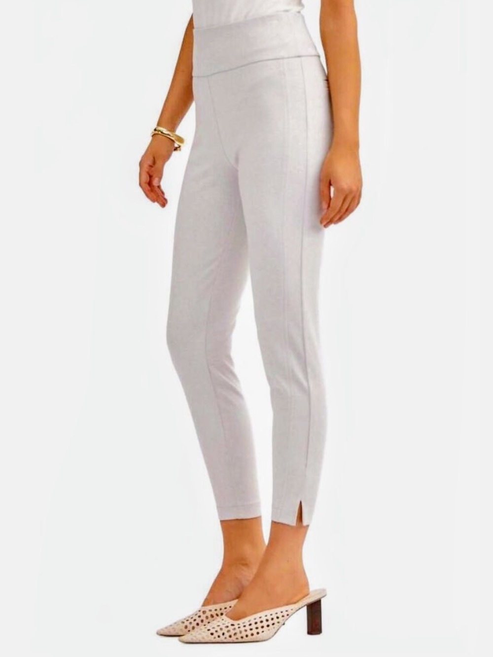Dear Scarlett Magic Pants in a High-Rise Pearl Gray Ankle Ponte Pants.